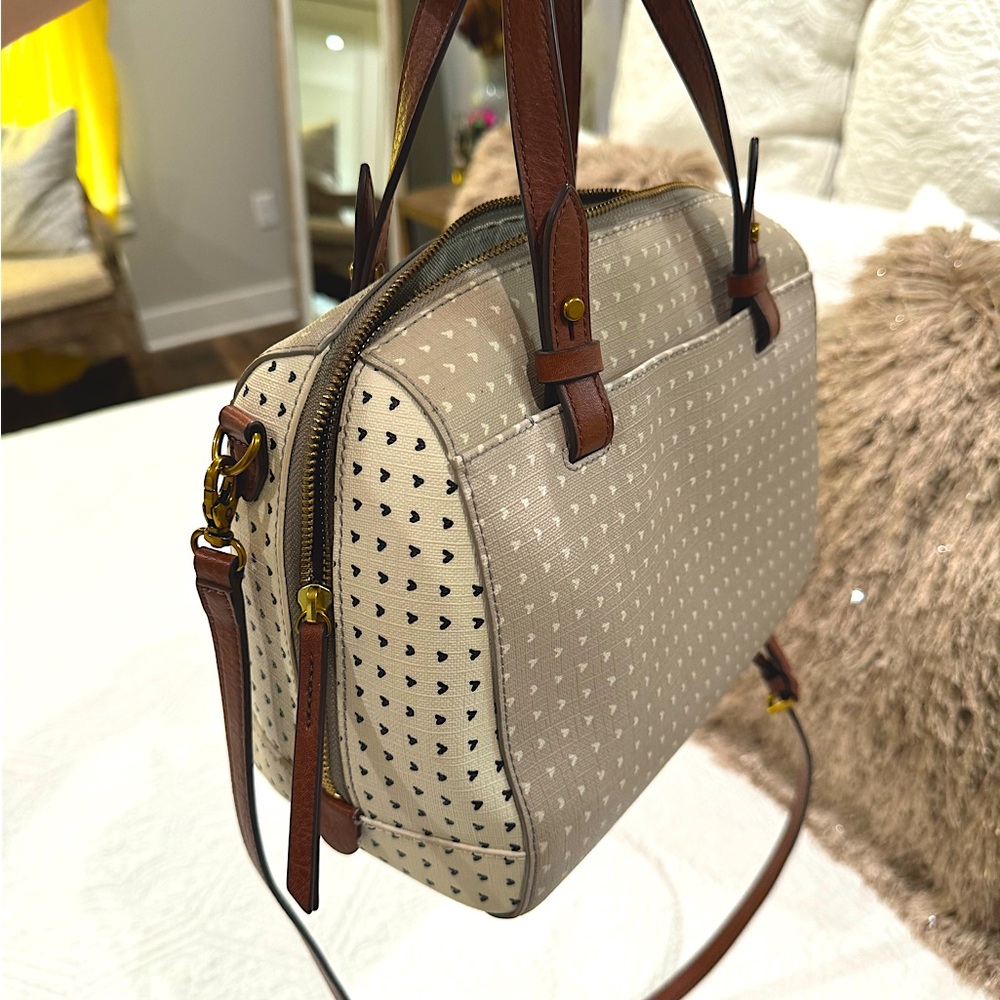 Vintage Fossil Rachel Satchel Hearts Bag
